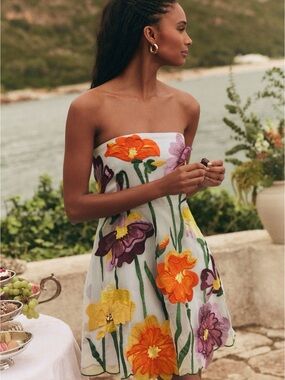 Floral Strapless Sundress in Multicolor